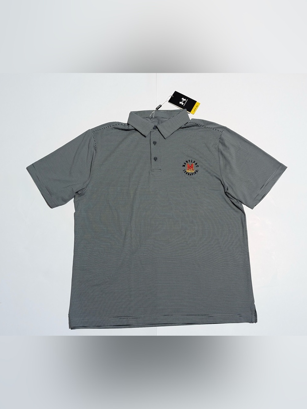 Under Armour Men’s University of Maryland Terrapins striped Golf Polo Shirt NEW